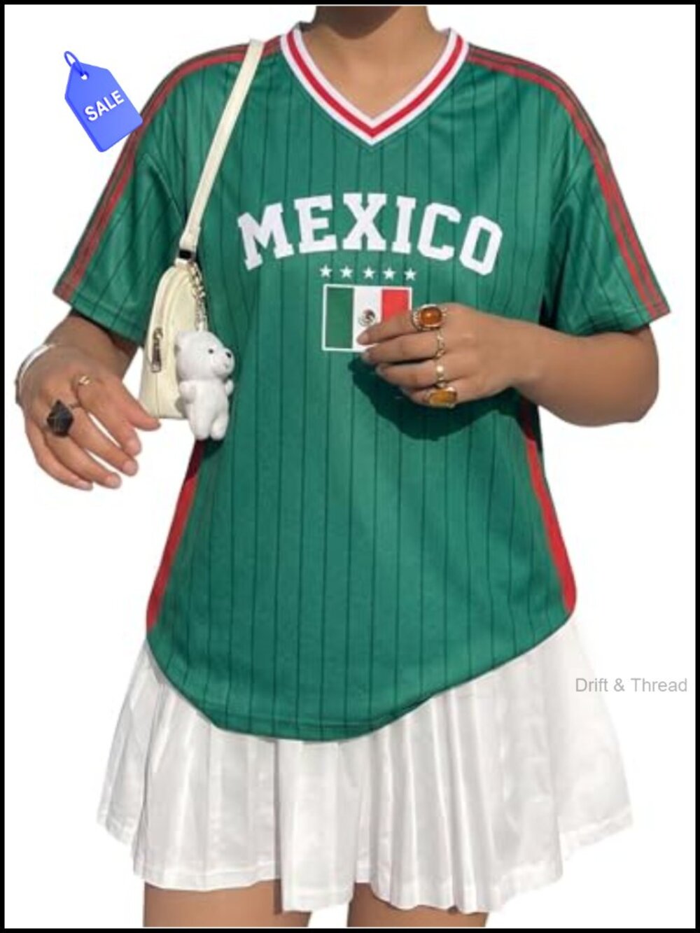 Women's V-Neck Soccer Graphic T-Shirt Oversized Short Sleeve Casual Jersey
